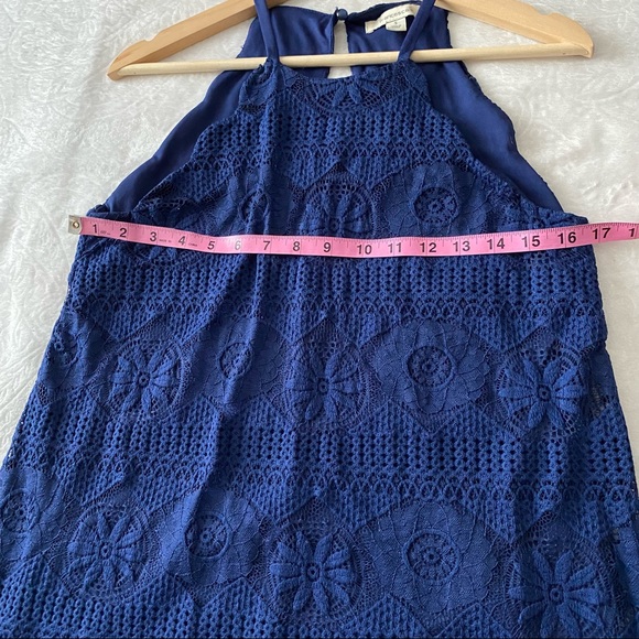 Francesca’s Blue Scalloped Lacs Mini Dress - Picture 6 of 11